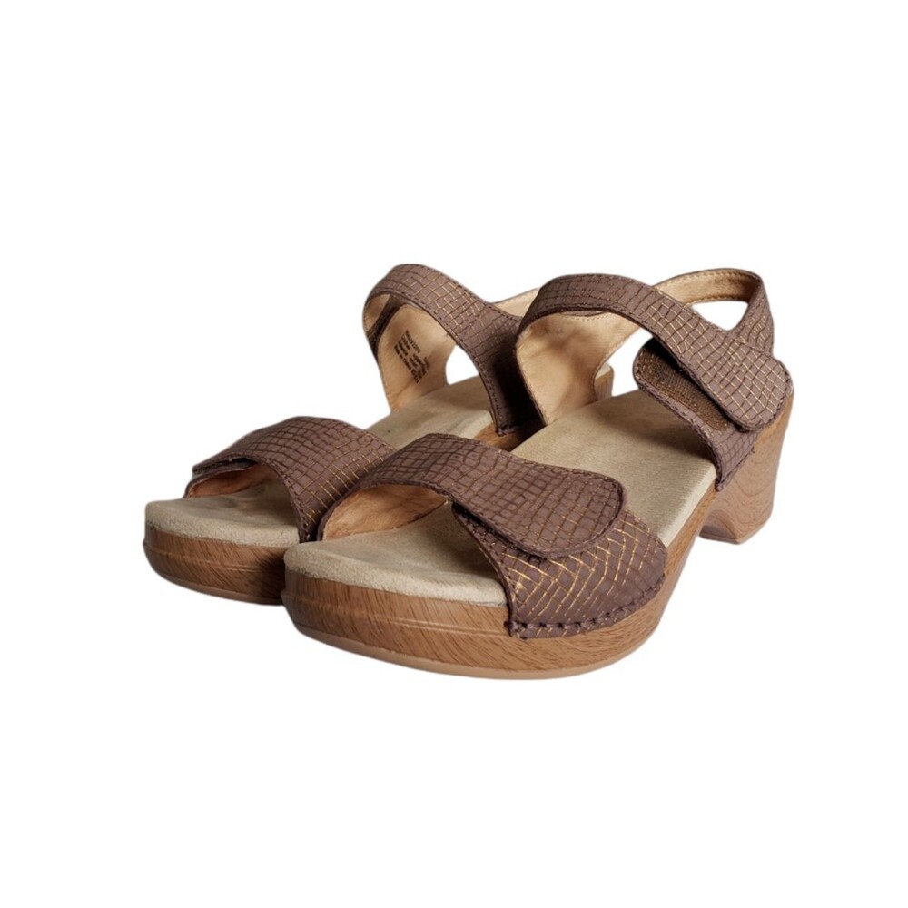 Dansko Sonnet Wedge Sandals Brown Metallic Shimmer Women's Size 41 US 10.5 - 11